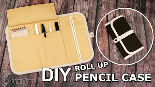 DIY ROLL-UP PENCIL CASE | Organizer Pen Pouch Tutorial [sewingtimes]