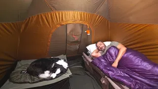 Car CAMPING in EV - HUGE Tent - Pizza