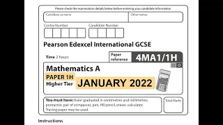 IGCSE Mathematics January 2022 - 4MA1/1H