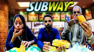 Villagers Visit Subway & Try Turkey Subs ! Tribal People Try Subway Turkey Sandwich For First Time