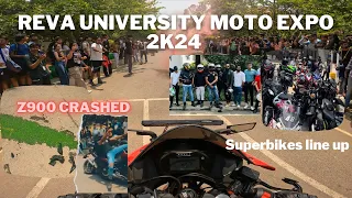 REVA UNIVERSITY | MOTO EXPO 2024 | SUPERBIKES LINE UP | PUBLIC REACTION | Z900 CRASHED | BANGALORE