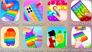 Satisfying Videos Mobile Games: Pop It Rush, Pop Us & Tippy Toe & Fidget Race / Fidget Trading 3