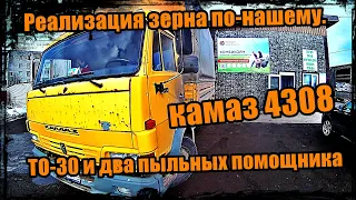 КАМАЗ 4308,ТО-30 и два пыльных помощника.Реализация зерна по-нашему.