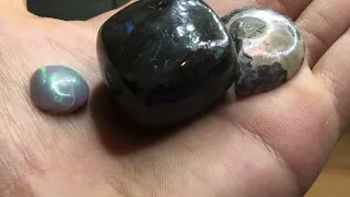 Ammonite & Labradorite not to be mistaken as opal!