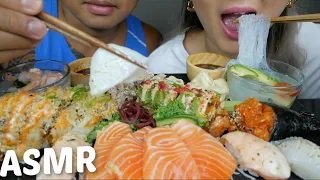 ASMR SUSHI Salmon sashimi, 911 Roll, Super crunch roll & Nigiris Eating Sound Mukbang| N.E Let's Eat