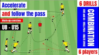 Acceleration and follow the pass | combination exercises and warm-up passes in football training