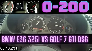 BMW E36 325i 192PS vs WV Golf 7 GTI DSG 200PS 🔥 0-200 Acceleration! Which is faster, BMW or GOLF??