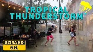 Severe Thunderstorm Walk in Miami Beach | TROPICAL THUNDERSTORM