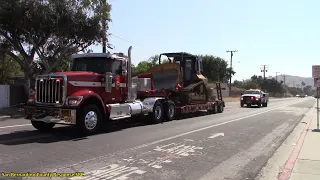 Cal Fire Dozer Transport 3540 Responding To Vegetation Fire In Jurupa Valley From San Bernardino HQ