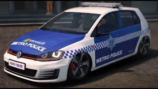 GTA 5 South Africa Police Mod GOLF 7 GTI METRO CONCEPT LSPDFR GAMEPLAY PLAYING AS A COP MOD AIR BAGS