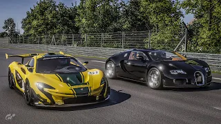 Gran Turismo 7 Drag race | McLaren P1 GTR vs Bugatti Veyron 16.4