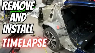 Replacing a quarter panel Timelapse. part 2 auto body and paint repair.