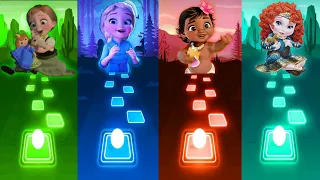 Baby Anna Vs Baby Elsa Vs Baby Moana Vs Baby Merida | Disney Princess Songs | Elsa Songs | Tiles Hop