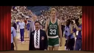 Bill Laimbeer tackles Larry Bird. Robert Parish retaliates two games later