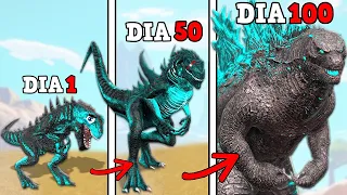 SOBREVIVI 100 DIAS COMO UM GODZILLA! E EVOLUI PARA O KAIJU REI DOS MONSTROS E DOS DINOSSAUROS!