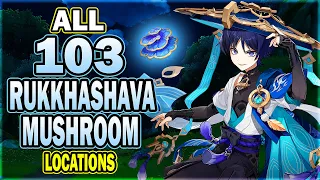 All 103 Rukkhashava Mushroom Locations - Efficient Farming Route | Genshin Impact