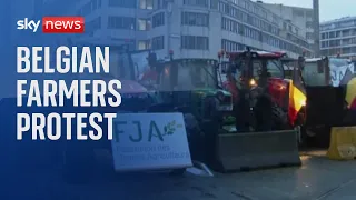 Belgian farmers protest as EU agriculture ministers meet in Brussels I part 2