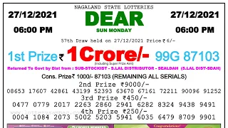 🔴 Lottery Sambad Live 06:00pm 27/12/2021 Day Nagaland State Dear Lottery Result Pdf Download