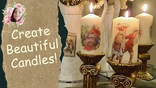 How to Decoupage Candles with rice paper and paper napkins