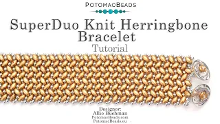 SuperDuo Knit Herringbone Bracelet- DIY Jewelry Making Tutorial by PotomacBeads