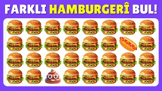 FARKLI HAMBURGERİ BUL! 🍔🍬 Atıştırmalıklar & Abur Cubur Özel 🍕 Emoji Bulmaca