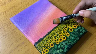 How to paint Sunflower field/ step by step acrylic painting for beginners /#36 #acrylicpainting