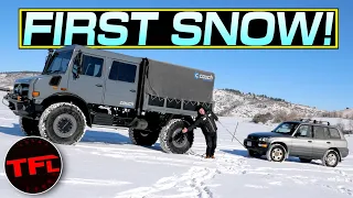 Can This MASSIVE Unimog Drag Tiny Car Up a Snow Covered Hill? I Bet You Already Know The Answer!