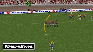 Top 10 Free Kick Goals - Flat and Low | Winning Eleven PS1