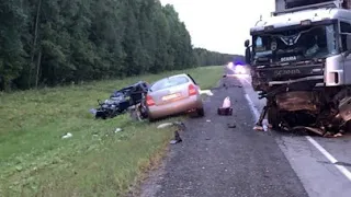 тройное дтп в тюменской области 25.07.2021г- столкнулись Ford, Scania и Nissan. погибли двое человек