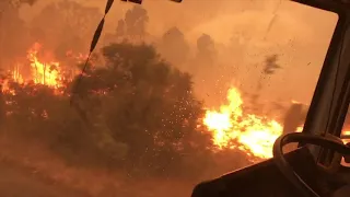 Bushfire from fire truck