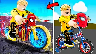 فيلم روبلوكس : سباق الرئيس 😱 تطوير دراجة سبايدر مان 🏍️🕷️ ( اسرع دراجة نارية فى العالم 🔥 )