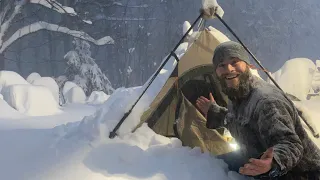 Walmart tent Buried in a SNOWSTORM!