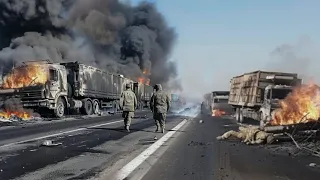 Russia Surrender! Convoy of Trucks Carrying Missile Ammunition Destroyed by Ukraine in Donetsk Regio