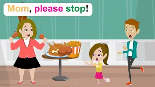 Please eat less, Ella's mother - Funny English Animated Story - Ella English