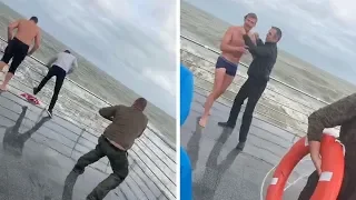 Man Gets Rescued From Strong Waves