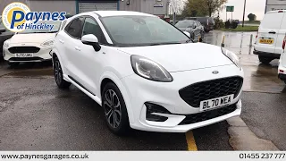 Ford Puma ST-Line 1.0L 155PS mHEV 6 Speed in Frozen White at Paynes of Hinckley (BL70WEA)