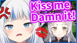 Gura Demands her Good Luck KISS from SHION!【Hololive】