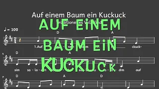 Lied: Auf einem Baum ein Kuckuck (Volkslied, Tiere / Melodie, Akkorde, Noten,Text)