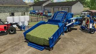 Silage bales wrapping and Baling on the Old Stream Farm using Goweil Pack | Farming Simulator 22