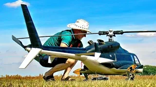 HUGE RC AIRWOLF BELL-222 VARIO SCALE TURBINE MODEL HELICOPTER WITH ROCKETS FLIGHT DEMONSTRATION