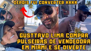 Gusttavo Lima se DIVERTE com VENDEDORA na rua em Miami enquanto sua música toca em Bar