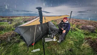 Camping in Rain - Tent & poncho awning - FINALLY I camp here!