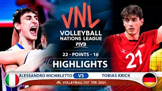 Italy vs Germany | VNL 2021 | Highlights | Alessandro Michieletto vs Tobias Krick