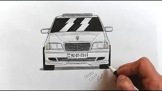 How to Draw a car Mercedes-Benz W 202