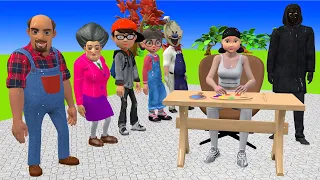 Scary Teacher 3D vs Squid Game Coloring Beautiful Dresses Challenge 5 Time Miss T vs Granny Win