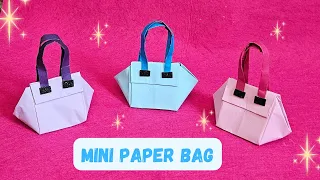 Origami Paper Bag | How To Make Paper Bags with Handles | Origami handbag | paper craft