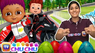 रेस बाइक्स (Race Bikes)-Learn Colours and Shapes - Surprise Eggs Bike Toys Show -ChuChu TV Hindi ISL