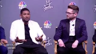 THE VOICE WINNING COACH, USHER, GIVES ADVICE TO NEW COACHES PHARRELL AND GWEN STEFANI