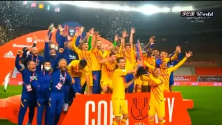 FC Barcelona team lifting Copa Del Rey trophy 2021 - Full Celebration HD - 17/04/2021