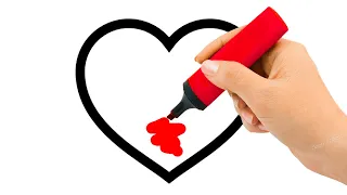 Heart Drawing and Coloring for Kids, Learn Colors for Kids